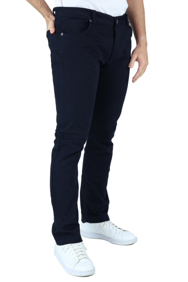 Pantalón Slim Fit Azul Marino De Gabardina Algodón Para Caballero
